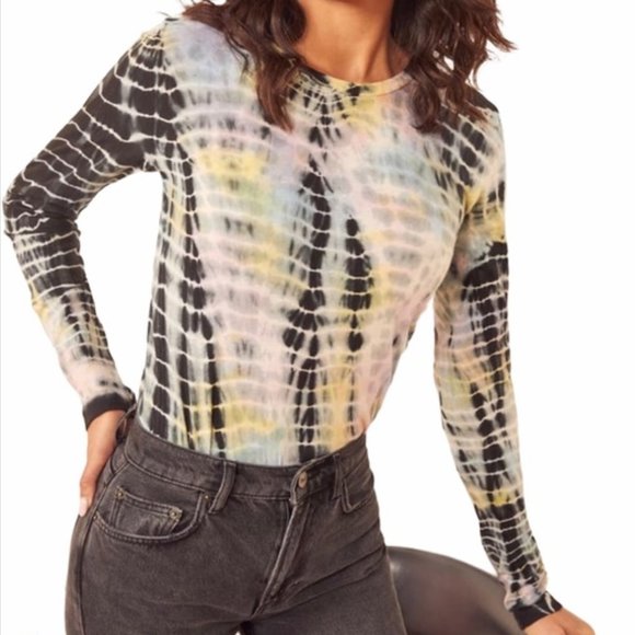 Reformation Tops - Reformation Multicolor Tie Dye Casual Art Crew Neck Long Sleeve Tee Women's XS